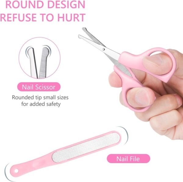 Vicloon Baby Nail Kit, 5-in-1 Baby Nail Care Set, Baby Nail Care Tool, Baby Manicure Set Includes Nail Clippers, Scissor, Earpick, Nail File and Tweezer for Newborn Infant Toddler