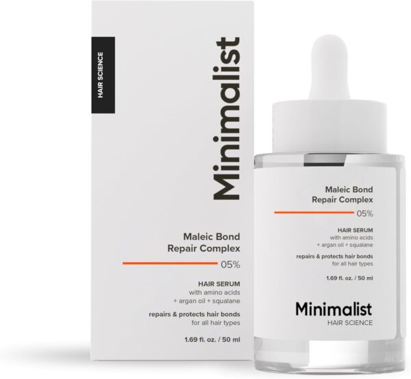 Minimalist Serum for Repairing Damaged Hair | Maleic Bond Repair Complex 05% Hair Serum with Amino Acids, Argan Oil & Squalane | For Women & Men | For All Hair Types | 50 ml