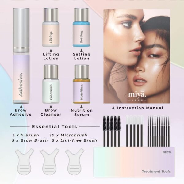 MIYA LASH | Brow Lamination Kit | Professional Eyebrow Lamination with Keratin | DIY Brow Lift Kit | Fuller, Thicker Brows for 6 weeks | Easy to Use | Includes Instruction, Treatment Tools & Brushes