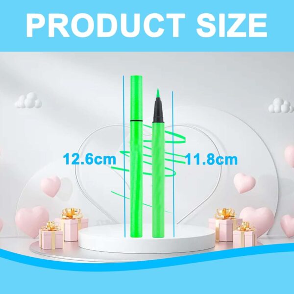 Matte Liquid Eyeliner, Matte Colored Eyeliner Pen, Green Eyeliner Long-Lasting, Waterproof Liquid Eye Liner, for Fluorescent Face, Body, Eye Makeup, Halloween (Green)