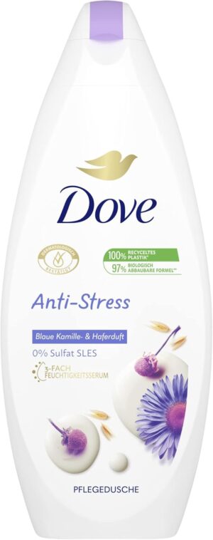 Dove Shower Gel Anti-Stress Shower Bath with Triple Moisturising Serum for Stressed and Dry Skin 250 ml Pack of 1