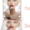 Kintion Pocket Mirror, 1X/3X Magnification LED Compact Travel Makeup Mirror with Light for Purse, 2-Sided, Portable, Folding, Handheld, Small Lighted Mirror for Gift, Pink