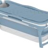 Iconique Collapsible Portable Folding Bath Tub | Portable Sauna, Freestanding, Shower, Cold Plunge Pool, Outdoor Pool, Ice Bathtub | 142cm x 60cm x 58cm | For Adults, Children, Pets, Dogs | Light Blue