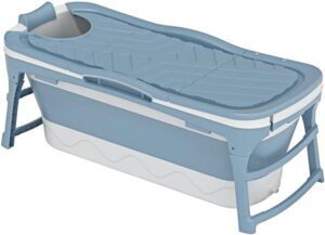Iconique Collapsible Portable Folding Bath Tub | Portable Sauna, Freestanding, Shower, Cold Plunge Pool, Outdoor Pool, Ice Bathtub | 142cm x 60cm x 58cm | For Adults, Children, Pets, Dogs | Light Blue