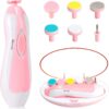 Baby Nail Trimmer, 8 in 1 Baby Nail Clippers Electric, Electric Nail File Baby with Light, Baby Nail Care Kit with 6 Grinding Heads for All Ages