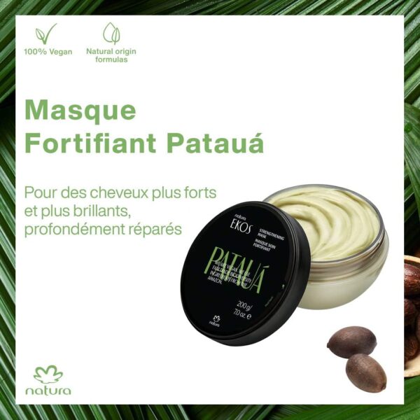 NATURA - Ekos Pataua Strengthening Mask - For Fine and Fragile Hair - Strengthens and Repairs Hair, Protects against Environmental Stressors - 100% Vegan - Cruelty Free - 200g
