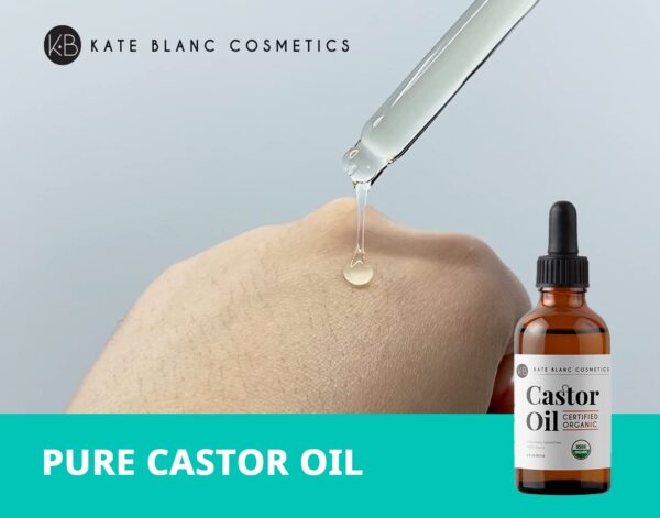 61SpbniUZGL._SL1500_.jpg Kate Blanc Cosmetics Castor Oil Organic (2oz), 100% Pure, Cold Pressed, Hexane Free. Nourishing Serum for Hair, Eyelashes, Eyebrows. Skin Moisturizer with Starter Kit