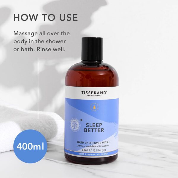 Tisserand Aromatherapy - Sleep Better - Bath & Shower Wash - Lavender, Jasmine & Sandalwood Essential Oils - 100% Natural Pure Essential Oils - 400ml