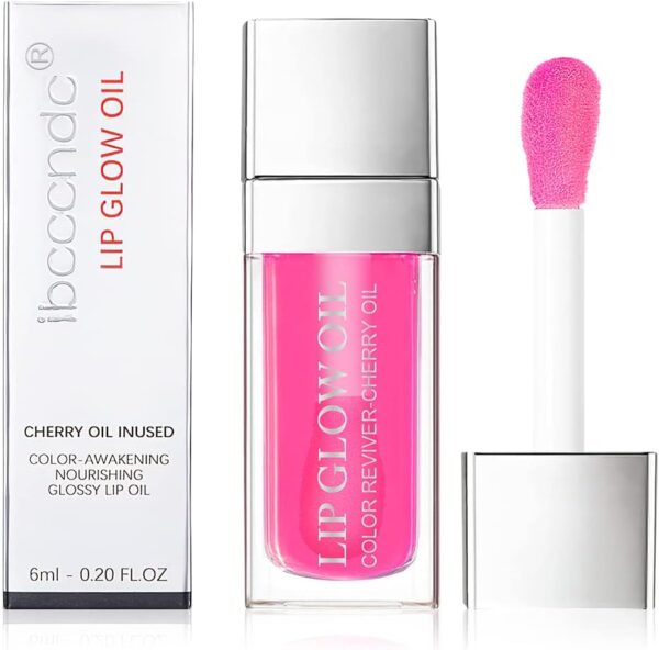 AOOWU Plumping Lip Oil Tinted, Moisturizing Lip Oil Long Lasting Nourishing Lip, Hydrating Lip Gloss Tint Lipstick for Women, Glitter Shine Liquid Lipstick, Lip Glaze Makeup Cosmetic