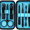 aRKé Manicure set Nail Clippers Professional Fingernail & Toenail grooming Kit Tweezers Eyebrow Scissors for mens and women Travel size 7Pcs Nail Care Tools with Black Case