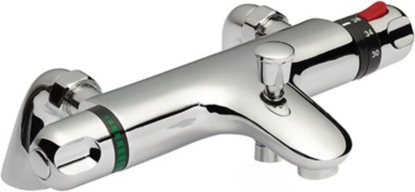 ENKI, Luna, BBT0065, Chrome, Thermostatic Bath Shower Mixer Valve, Deck Mounted, Solid Brass, Anti-Scald Device, Easy to Install Replacement Bath Shower Valve, 1-Year Guarantee