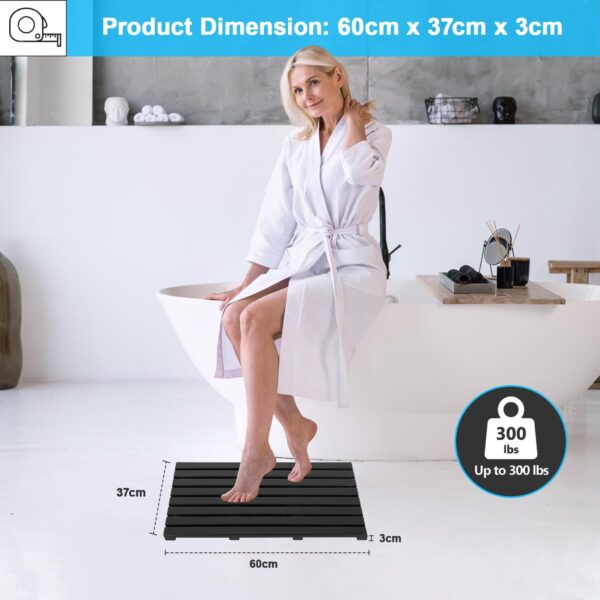 MantraRaj Bamboo Duckboard Bath Mat Anti Slip Mat Spa, Bath, Shower Bathroom Decor Easy to Clean Water Resistant Shower Mat Slatted Duckboard Design Multipurpose Bath Mat (Black)
