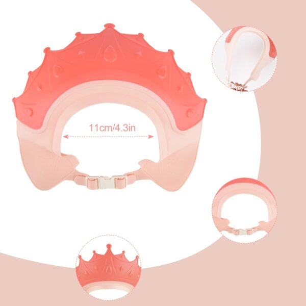 RosewineC Baby Shower Cap Shield for Eye and Ear Protection, Adjustable Hair Washing Bath Hat Shower Cap for Kids from 6 Months to 9 Years Old, Crown Shape (Pink)