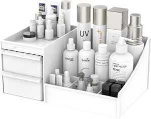Koksi Makeup Organizer Cosmetics Storage with Drawers Large Capacity Organiser for Lipsticks Brushes Jewelry Nail Care Skincare Organiser for Vanity Desk Dresser Bedroom Bathroom Toiletry