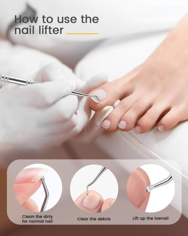 BEZOX Long Steel Nail File for Onychomycosis, Ingrown Nail，Thick and Fungal Nails with Dual-Ended Toenail Lifter – The Ultimate Manicure & Pedicure Tool for Men and Women’s Nail Care