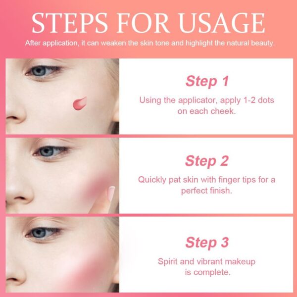 LOPHE Liquid Blush for Cheeks, Soft Cream Liquid Blush Stick With Fine Glitter, Natural-Looking Face Cheek Tint Blush Makeup, Long Lasting Blendable Lightweight Moisturizing Beauty Makeup for Cheeks
