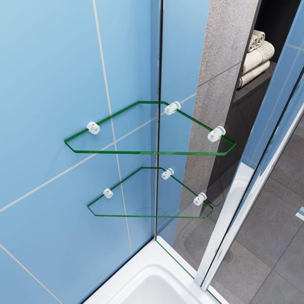 1000x1500mm Chrome Pivot Bath Shower 6mm Glass Screen with Shelve&Towel Rail