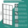 LUXURA® 1400 x 800mm Black Square Grid Over Bath Shower Screen Door 6mm Clear Toughened Safety Glass Panel 180° Pivot Bathroom Hinged Framed Bath Screens