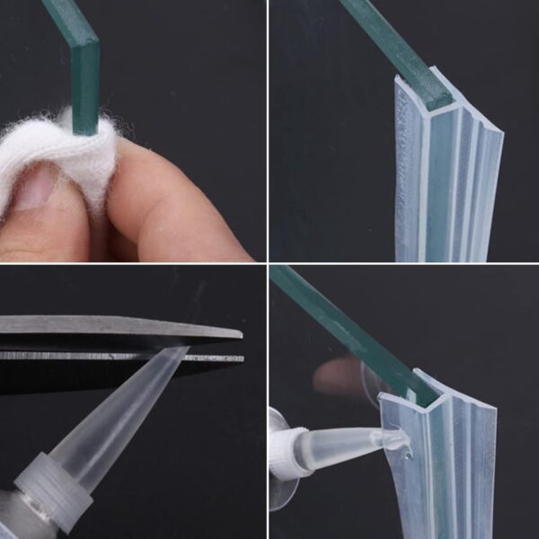 F Shape Bath Shower Screen Seal Strip Soft Rubber Shower Door Seal Strip 2 Metres Long Shower Seals Fits 6-10mm Glass for Curved and Vertical Screens or Doors (F-6MM)