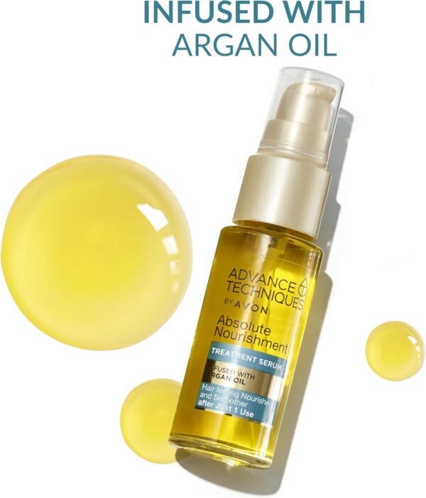 Avon Advance Techniques Absolute Nourishment Argan Hair Serum 30ml, Multi-Tasking Hair Treatment, Formulated with Argan Oil, Restores Shine and Health to Damaged Hair, Cruelty Free