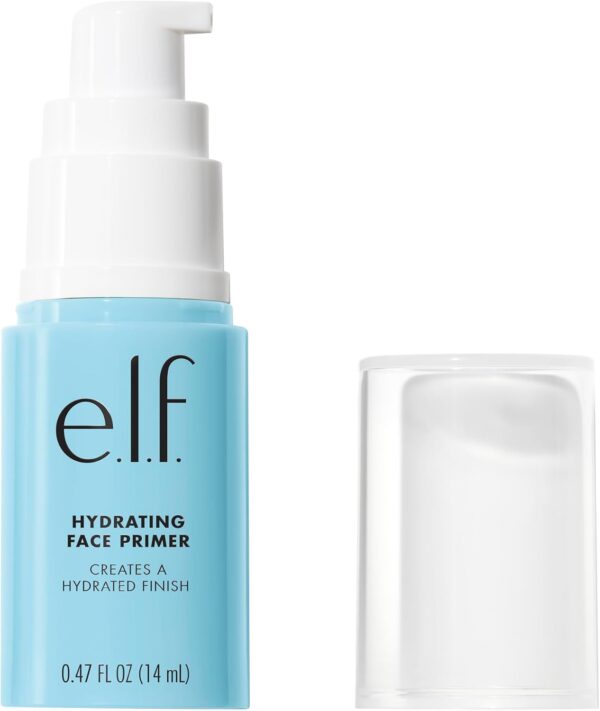 e.l.f. Hydrating Face Primer, Lightweight, Long Lasting, Creamy, Hydrates, Smooths, Fills in Pores and Fine Lines, Natural Matte Finish, Infused with Vitamin E, 0.47 Oz