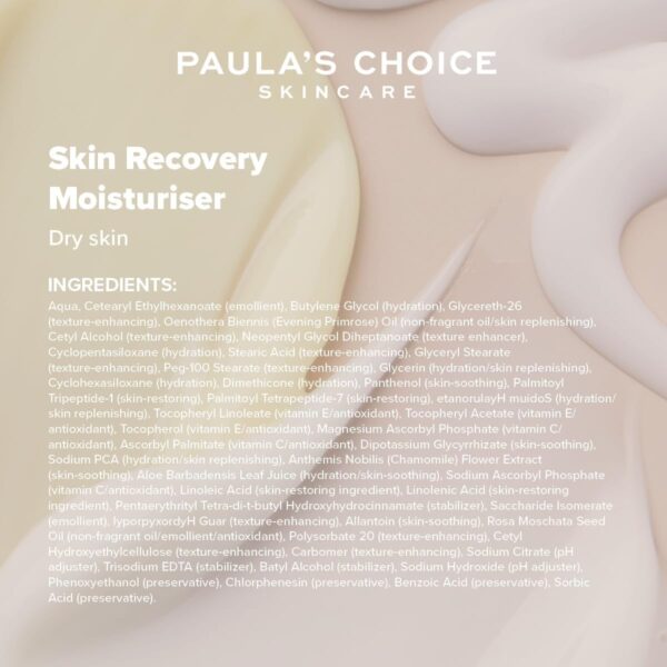Paula's Choice SKIN RECOVERY Replenishing Moisturiser - Face Night Cream - Hydrates & Soothes - Anti-Ageing - with Hyaluronic Acid & Peptides - Improves Redness - Dry to Very Dry Skin - 60 ml