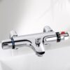 Thermostatic Bath Shower Mixer Tap Deck Mounted Bath Mixer Taps Bar with Bath Filler Spout, Thermostatic Shower Valve Bath Taps Faucet Modern Chrome Solid Brass 38°C Safety Anti-Scald