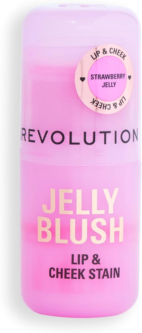 Revolution Beauty, Jelly Blush Stick Lip & Cheek Stain, Long-Lasting & Buildable with Hyaluronic Acid & Aloe, Vegan & Cruelty-Free, Strawberry Red