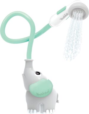 Yookidoo Baby Bath Shower Head - Elephant Water Pump with Trunk Spout Rinser - Control Water Flow from 2 Trunk Knobs in Tub or Sink for Infants and Newborn Babies (Turquiose)