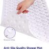 MOONLIGHT20015 Shower Bath Mat Non Slip Anti Mould & Mildew with Strong Suction Cups Grip and Drain Holes Soft Rubber Shower Mats - PVC Bathroom Mat Machine Washable (70x38cm, White)