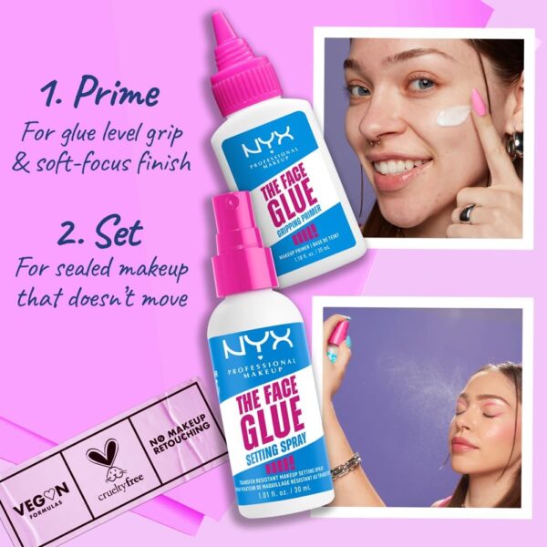 NYX Professional Makeup Face Primer, Gripping Primer, Offers Up to 24HR Hydration, Long-lasting Wear, The Face Glue, 35ml