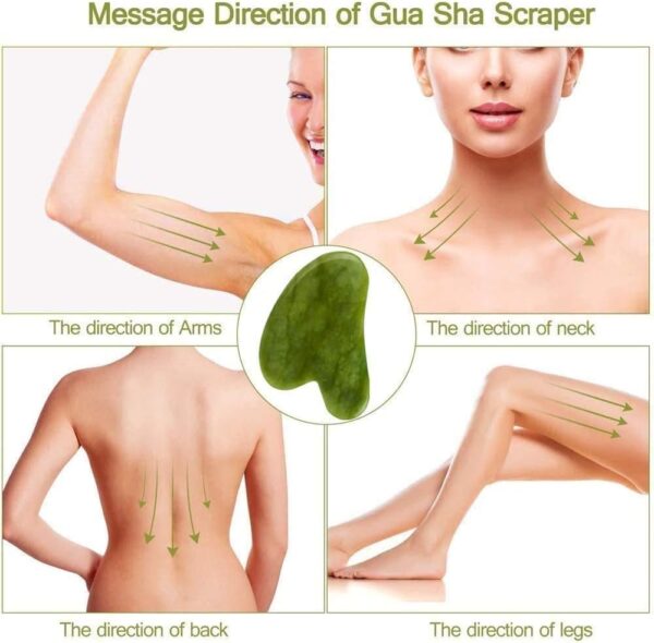 【3 PCS】Jade Roller & Gua Sha Massage Kits, LauCentral Natural Anti-Aging Face Roller for Eye Puffiness Treatment, Skin Tightening, Rejuvenate Face & Neck, Natural Green Massager