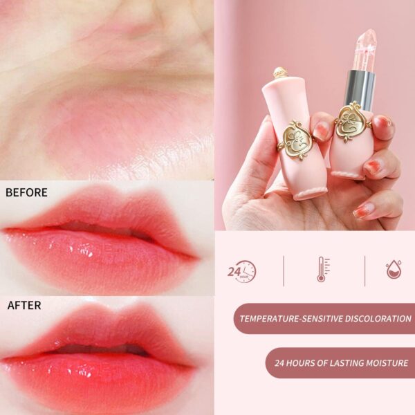 6 Packs Flower Jelly Lipstick Set Magic Temperature Color Change Lip Balm Long Lasting Moisturizer Lip Gloss Flower Jelly Lipstick Makeup Set (6PCS Set A)