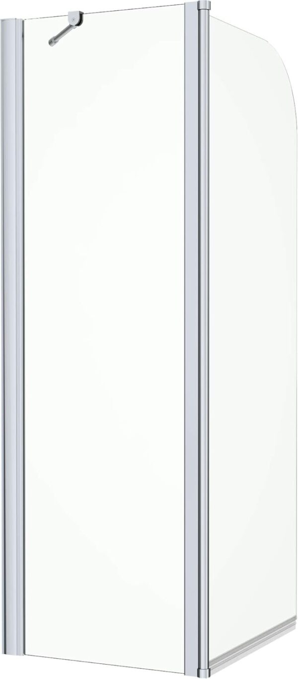 Luxura® 1400 x 1000mm Chrome 2 Section Folding Over Bath Shower Screen Door 6mm Clear Toughened Safety Glass Panel 180° Pivot Bathroom Hinged Framed Bath Screens