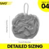 Zuvo Loofah Bath Sponge (4-Pack) – Soft & Durable Shower Puffs for Deep Exfoliation – Unisex Body Scrubber, Eco-Friendly and Skin-Safe, Assorted Colours.