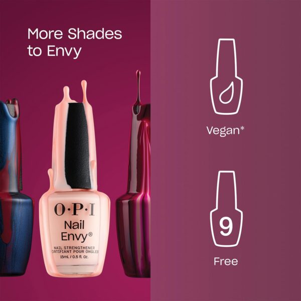 OPI Nail Envy Nail Polish, Strong Nail Strengthener Treatment For Strong Nails, Vegan Nail Repair and Strenght for Damaged Nails, Pink Nail Polish Bubble Bath 15ml