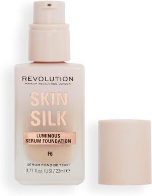 Makeup Revolution, Skin Silk Serum Foundation, Light to Medium Coverage, Contains Hyaluronic Acid, F6, 23ml
