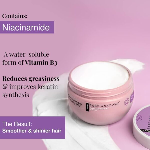 Bare Anatomy Ultra Smoothing Hair Mask Deep Conditioning with Carbohydrate Complex & Niacinamide | For Dry & Frizzy Hair | Sulphate & Paraben Free | For Women & Men | 250 Gm