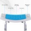 HOMCOM 6-Level Height Adjustable Aluminium Bath Room Stool Chair Shower Non-Slip Design w/Padded Seat Drainage Holes Foot Pad, Blue
