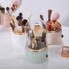 Bingobang Makeup Organiser Brush Holder 360 Rotating with Dustproof Lid, Spinning Cosmetic Organizer Acrylic, Storage for Lipstick, Lip Gloss, Eyeliner, Bedroom, Bathroom (Pink)