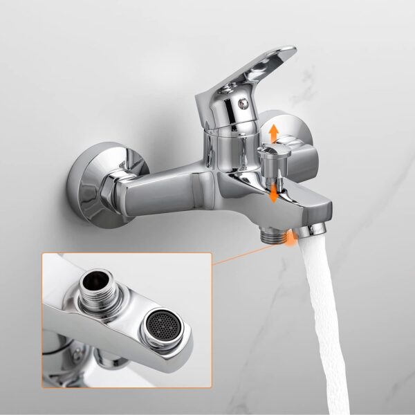 IBERGRIF M13059-1 Single Lever Bath Shower Mixer Taps, Bathroom Tub Filler Brass Faucet, Bath Shower Valve, Wall Mounted, Chrome