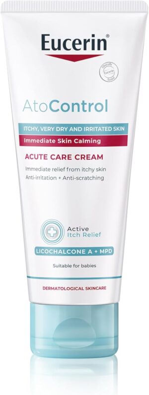 Eucerin AtoControl Acute Care Cream 100ml, Gentle Moisturiser to Target Acute Effects of Atopic Dermatitis, Dry Skin Moisturiser for Softer Skin, Soothes Dry, Itchy and Irritated Skin