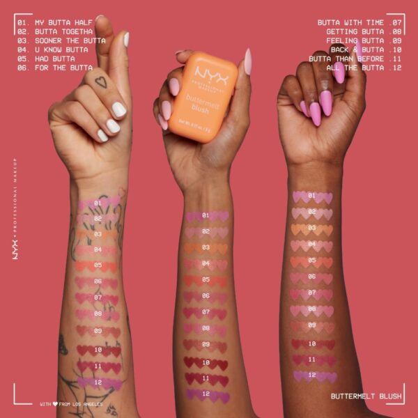 NYX Professional Makeup Buttermelt Powder Blush, Up To 12H Wear, Seamless Blending, Fade and Transfer Resistant, With Shea and Mango Butter, Vegan Formula, Shade: Butta Together