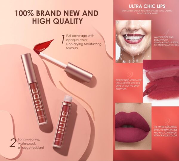 6 Matte Lipstick with 6 Lipliners Durable Lip Gloss,Long-Lasting&Waterproof Non-Stick Cup High Pigmented Velvet Lipgloss Kit,Beauty Cosmetics Gift for Girls(12PCS)