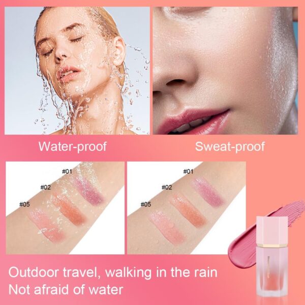 LOPHE Liquid Blush for Cheeks, Soft Cream Liquid Blush Stick With Fine Glitter, Natural-Looking Face Cheek Tint Blush Makeup, Long Lasting Blendable Lightweight Moisturizing Beauty Makeup for Cheeks