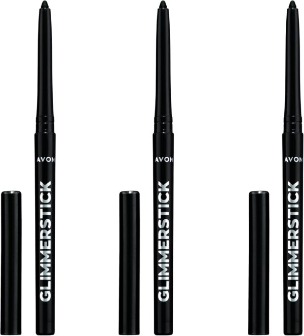 Avon Glimmerstick Eyeliner Trio - Blackest Black, Soft-Glide Formula, Bold and Intense Colour, Waterproof, Smudge-Proof Colour That Lasts All-Day, Cruelty Free