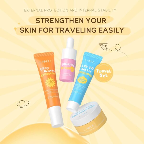 Korean Skincare Set , Kids Skincare for Kids, Skincare Gift Set for Women Travel Use - Face Cleanser, Serum, Moisturizer and Face Sunscreen Spf 50