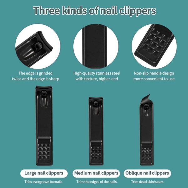 Manicure Set 18pcs Stainless Steel Nail Clippers Set Cuticle Remover Cutter Trimming Grooming Tools Manicure & Pedicure Set Accessories for Women & Men