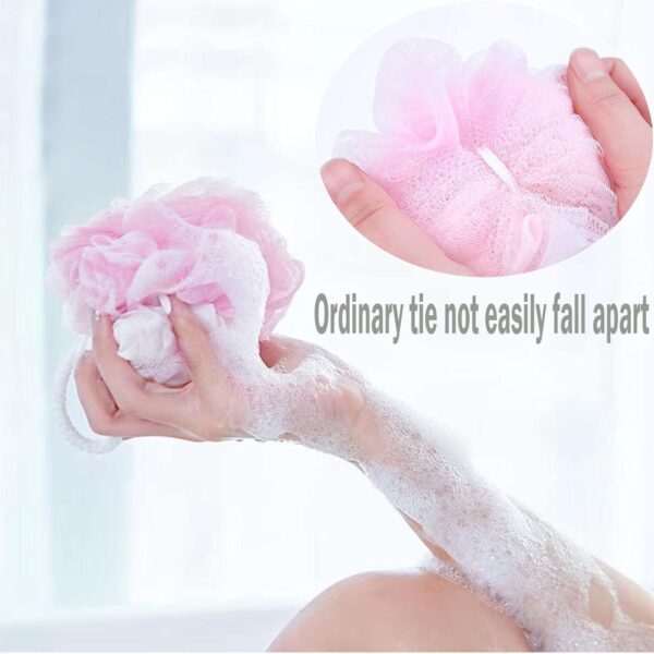 YUEMING 5 pcs Mesh Pouf Bath Sponge, Bath Sponge Shower Loofahs Balls, Mesh Loofah Body Exfoliating Shower Ball Shower Sponge for Women and Men(Random Color