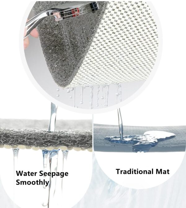 Bath Mat for Inside Shower,60x90cm Loofah Shower Mat Non Slip Anti Mould Antibacterial Soft PVC Bath Mat for Bathroom Wet Shower Areas
